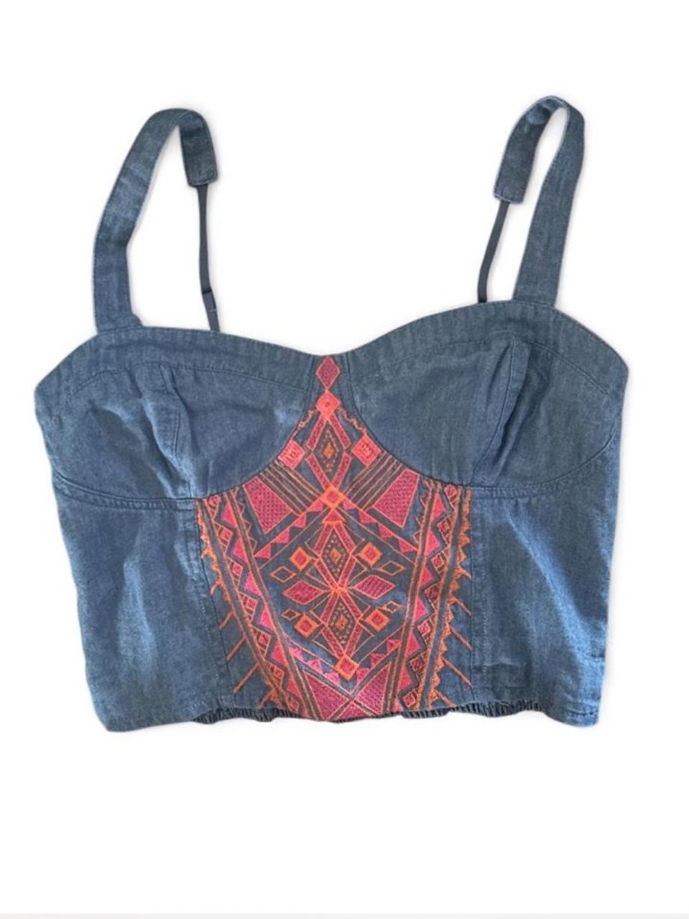 Billy by FLYING TOMATO Aztec Denim Crop Top